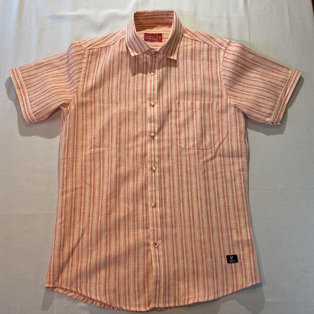 Only Vimal Pink/Peach/White Short Sleeve Button up, Size 38‎ Casual Vacation